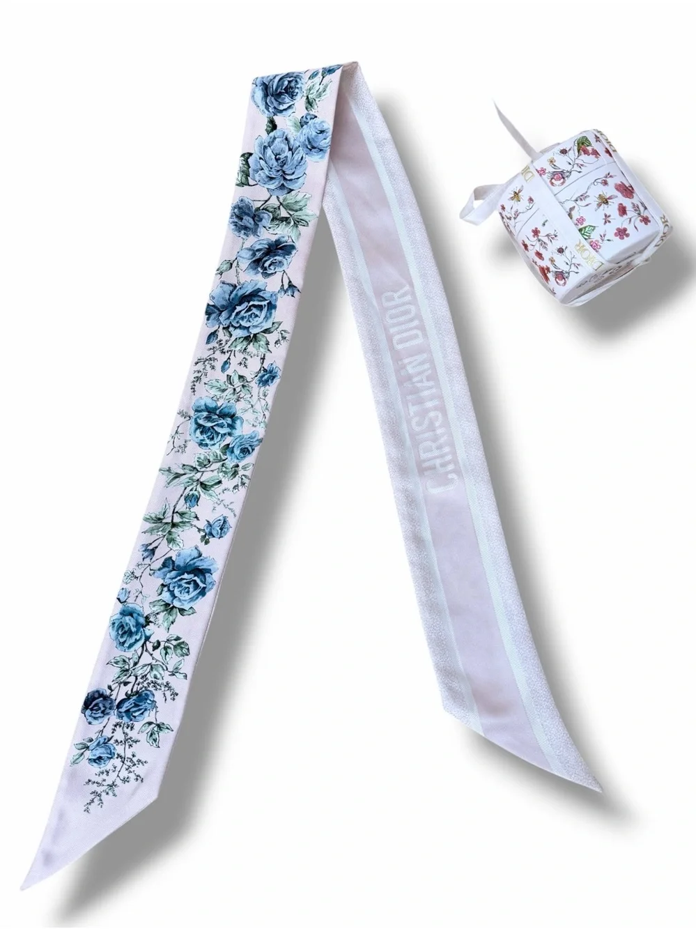 Christian Dior Granville Mitzah Silk Scarf Pink Blue Floral Pietro Ruffo W/ Box